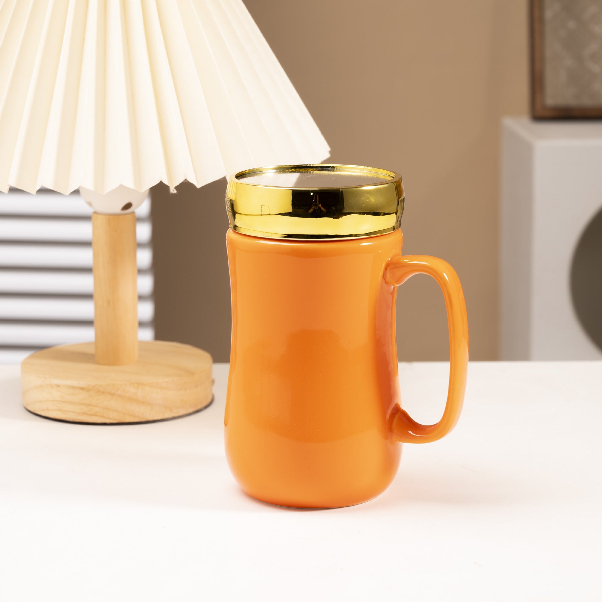 Simple Glaze Glossy Color Ceramic Mirror Mug Creative Home Couple Water Cup