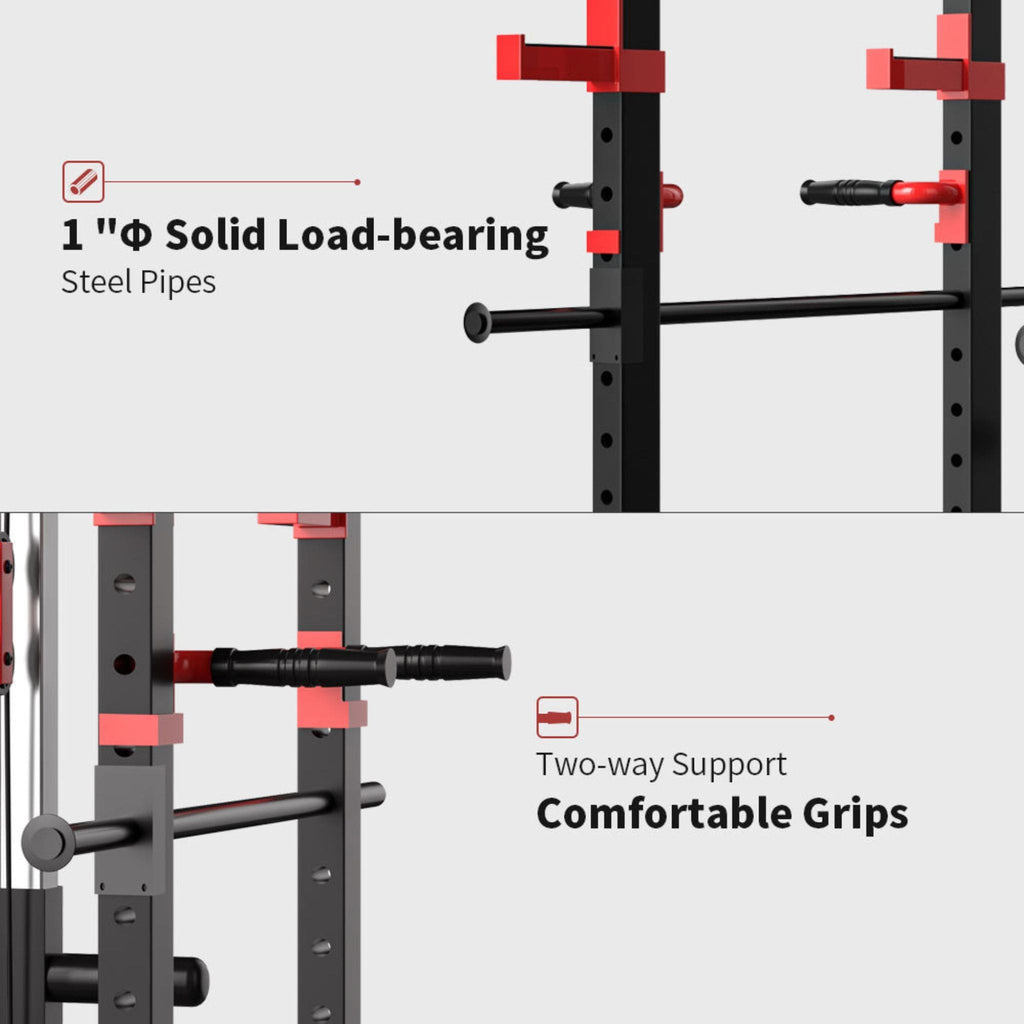 Rovix 1000LBS Multi-Functional Barbell Rack Squat Power Cage With Weight Bench (SAK35822)