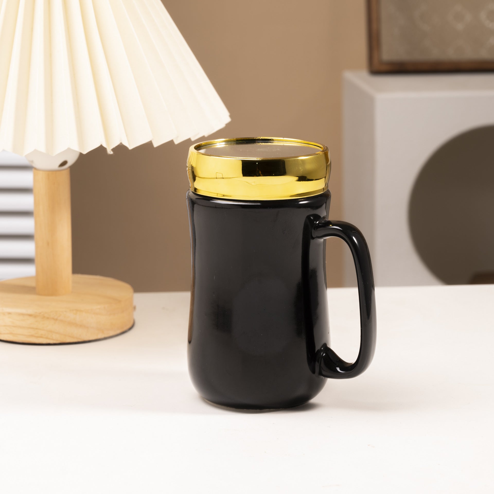 Simple Glaze Glossy Color Ceramic Mirror Mug Creative Home Couple Water Cup