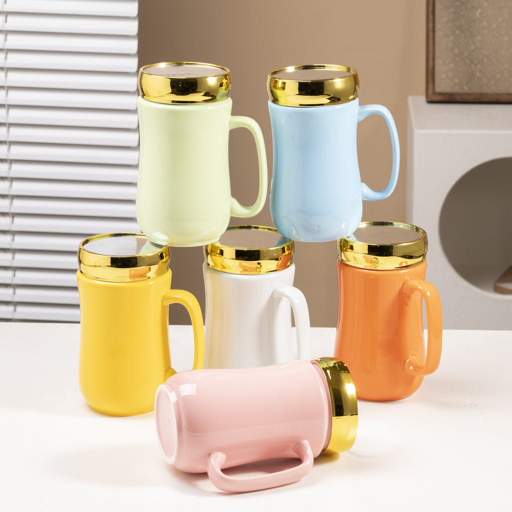 Simple Glaze Glossy Color Ceramic Mirror Mug Creative Home Couple Water Cup