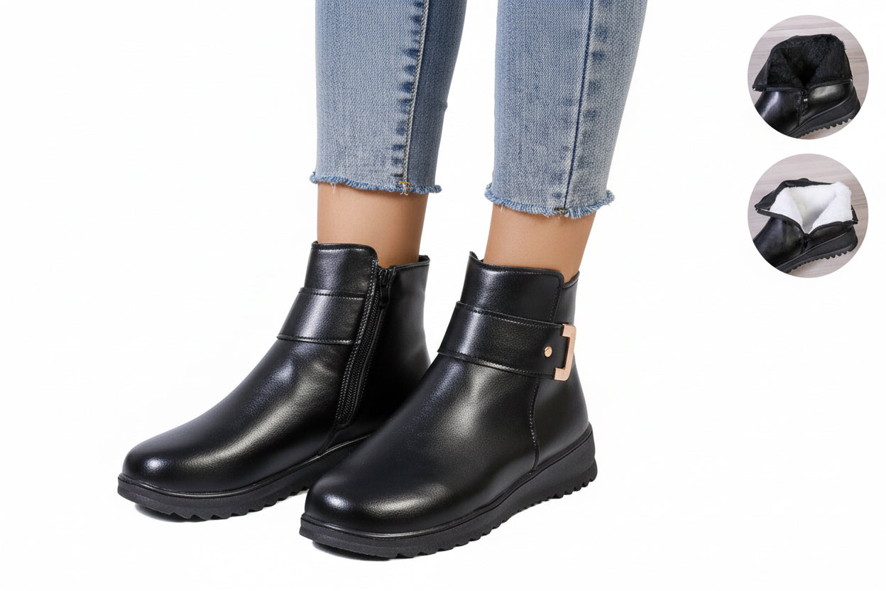 Winter Fleece Boots With Side Zipper