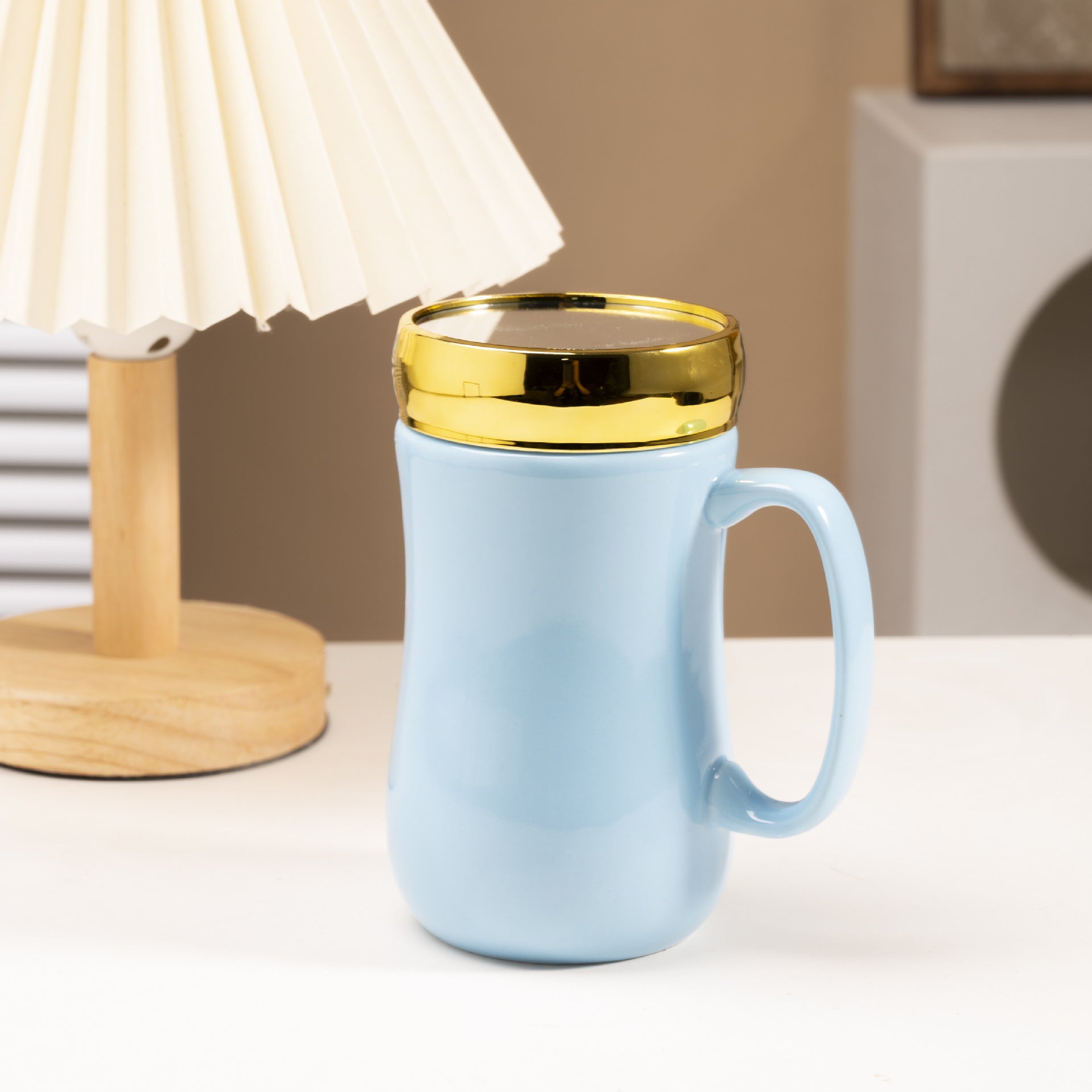 Simple Glaze Glossy Color Ceramic Mirror Mug Creative Home Couple Water Cup