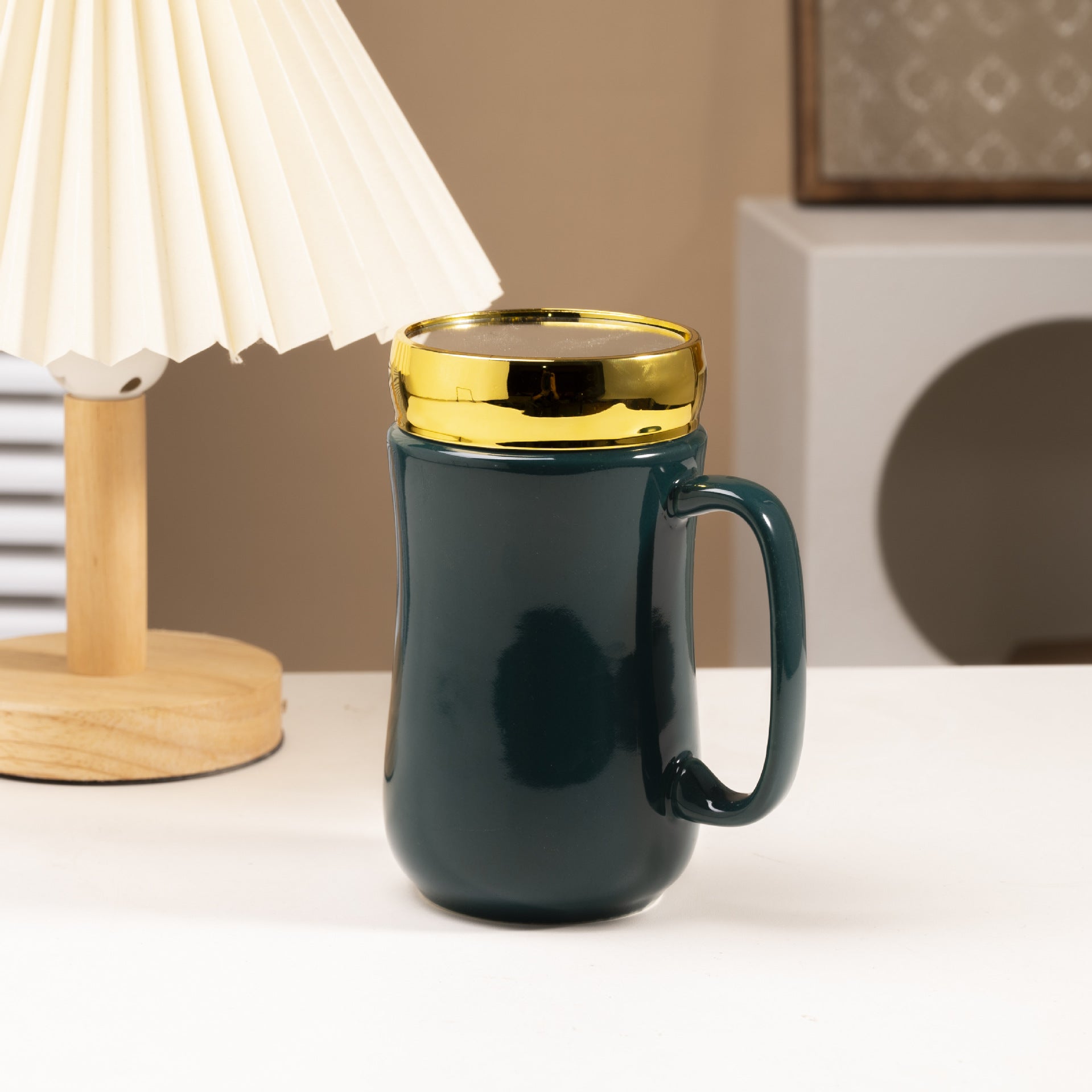 Simple Glaze Glossy Color Ceramic Mirror Mug Creative Home Couple Water Cup