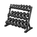 Rovix 450-Pounds Rubber Hex Dumbbell Set With Rack (SAK90714)
