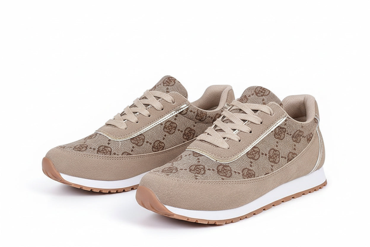 Flower Print Lace-up Sneakers