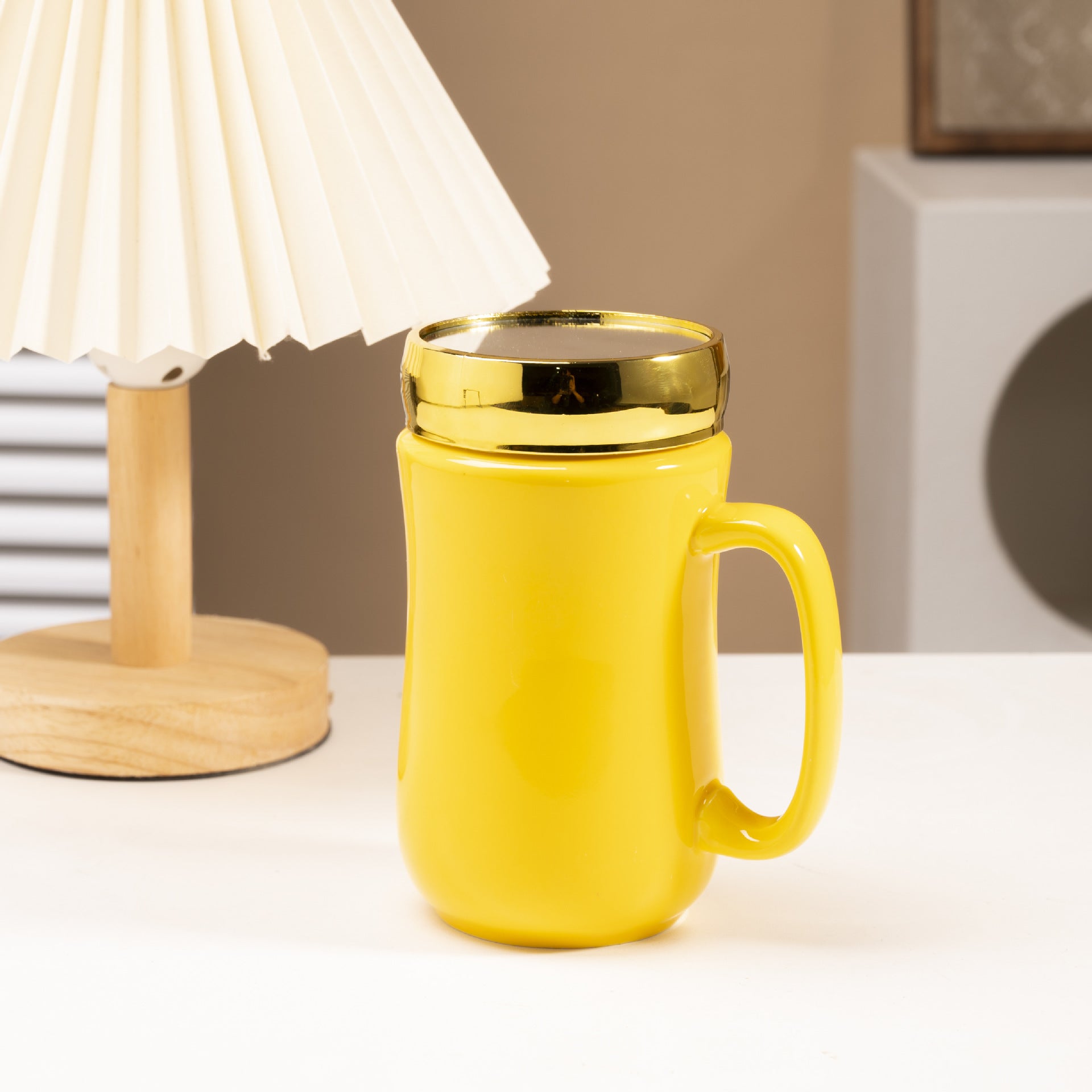 Simple Glaze Glossy Color Ceramic Mirror Mug Creative Home Couple Water Cup