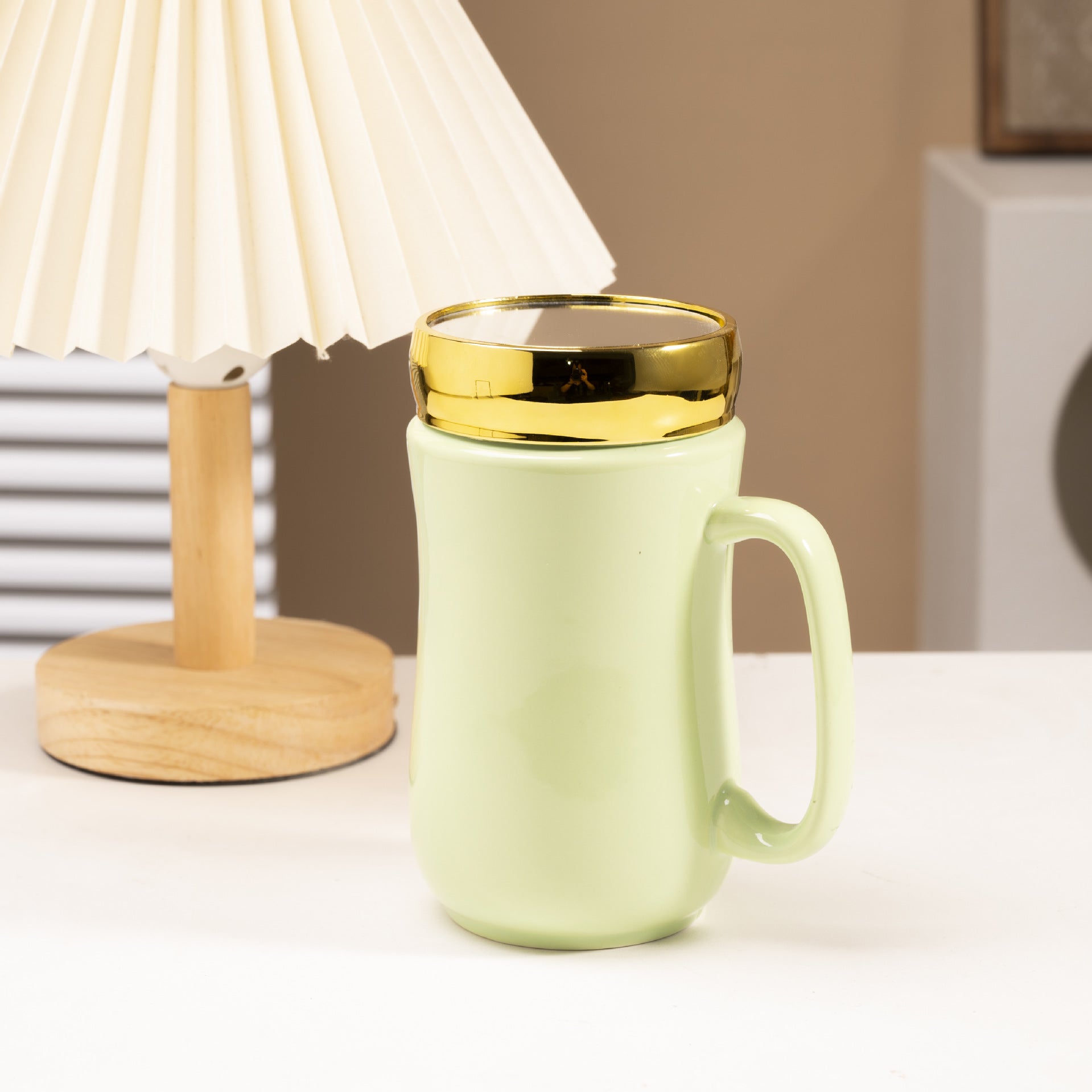 Simple Glaze Glossy Color Ceramic Mirror Mug Creative Home Couple Water Cup