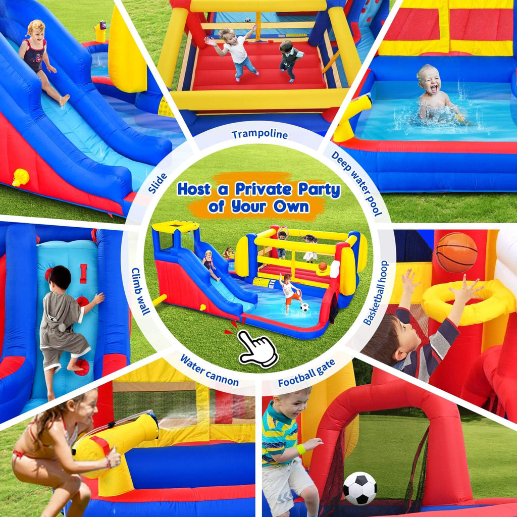 7-in-1 Inflatable Water Park with Slide, Pool, And Bounce House (SAK74216)