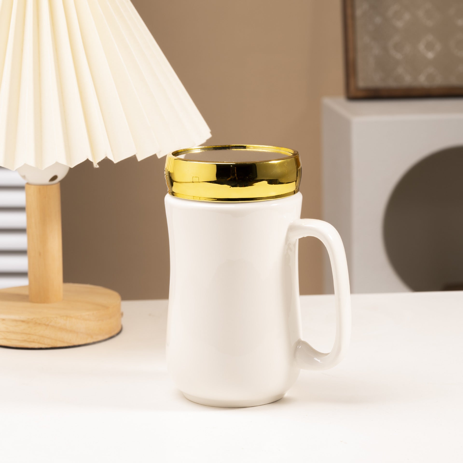 Simple Glaze Glossy Color Ceramic Mirror Mug Creative Home Couple Water Cup