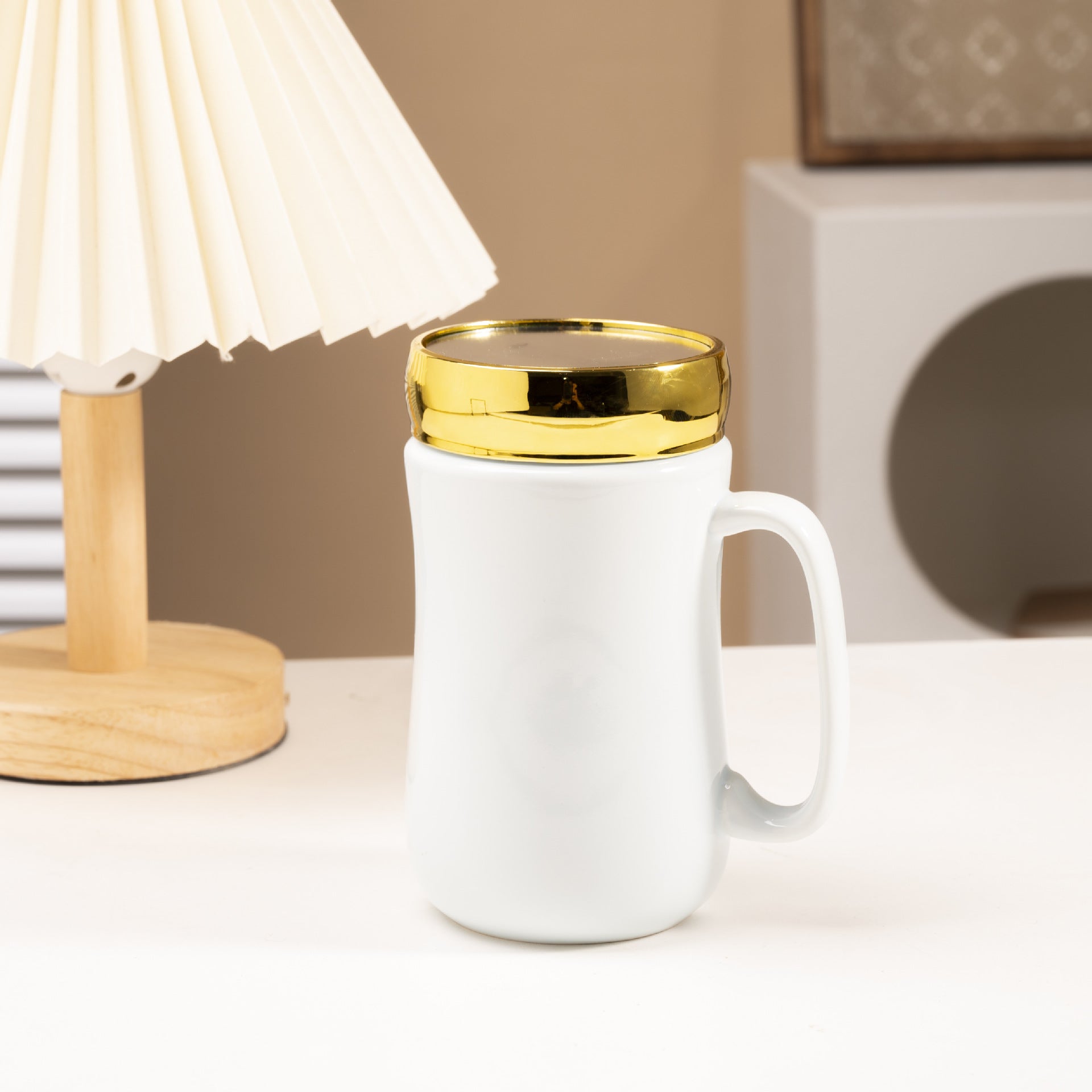 Simple Glaze Glossy Color Ceramic Mirror Mug Creative Home Couple Water Cup