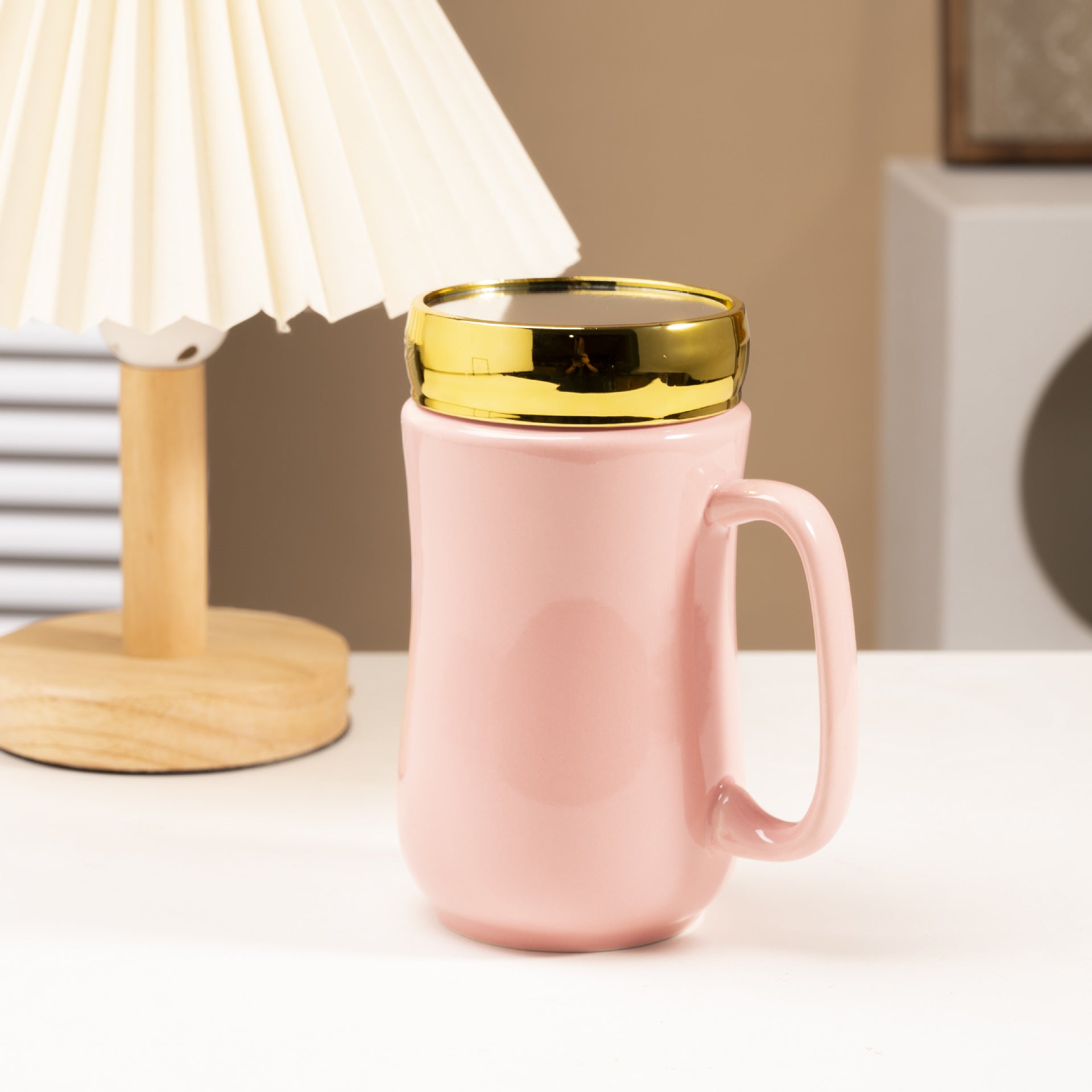 Simple Glaze Glossy Color Ceramic Mirror Mug Creative Home Couple Water Cup