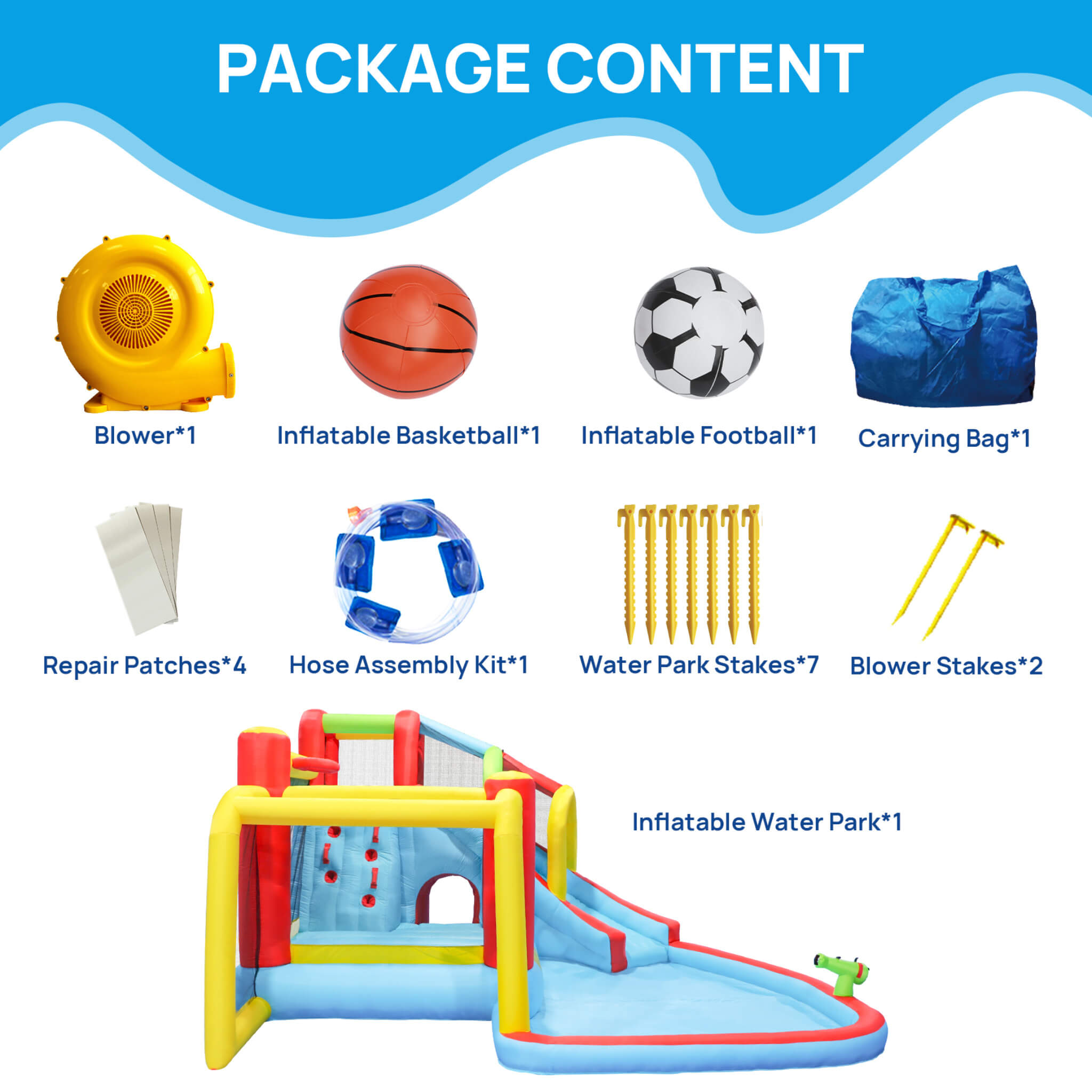 Large 7-In-1 Inflatable Water Slide Bouncer Pool With Climbing Wall (SAK60841)