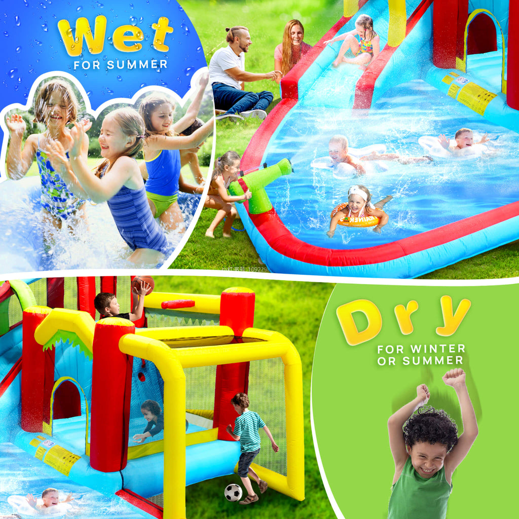 Large 7-In-1 Inflatable Water Slide Bouncer Pool With Climbing Wall (SAK60841)